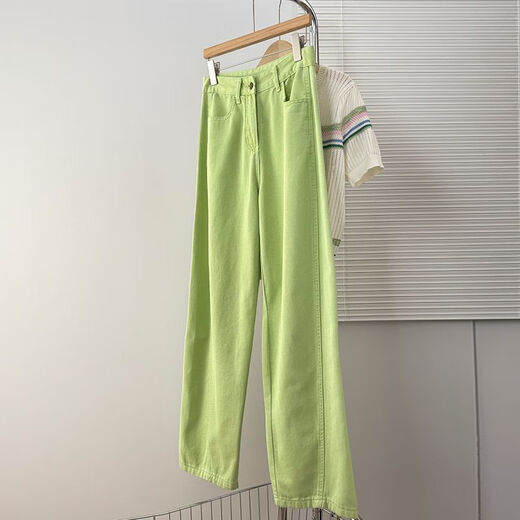 Yu Zhaolin (Yuzhaolin) 2025 Sommerer Modeanzug für modische altersreduzierende T-Shirt von Frauen mit hoher Taillenabschleife zweiteilige grüne Hose 7373b s