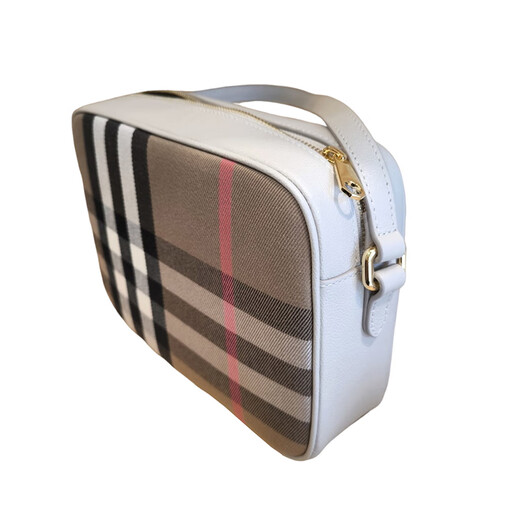 博柏利（BURBERRY）女士棕色帆布配皮格纹相机包手拿单肩包81044331 81044331