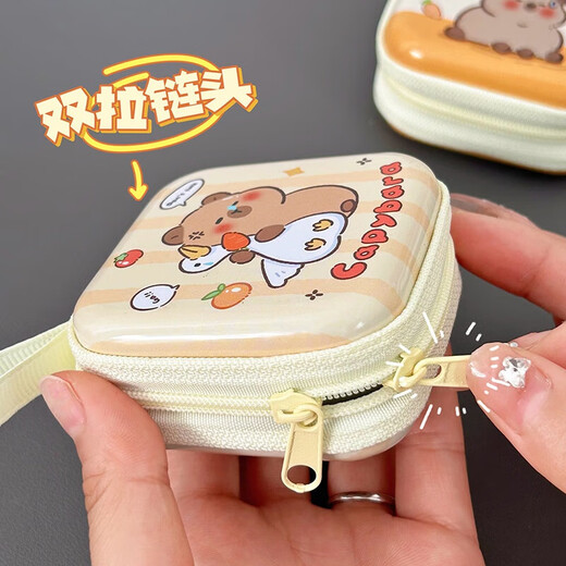 零钱包卡皮巴拉迷你零钱袋便携耳机包可爱水豚硬币钥匙包 小鹅河豚(方形)