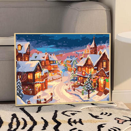 Tiger Tiger Galison Hiver Lumière Christmas Oil numérique Peinture d'huile de bricolage Couleur Couleur à la main Cadeau à la main Peinture décorative de haute valeur suspendue peinture QX15841 60 * 70 cm Cadre intérieur d'épaisseur + cadre exquis exquis