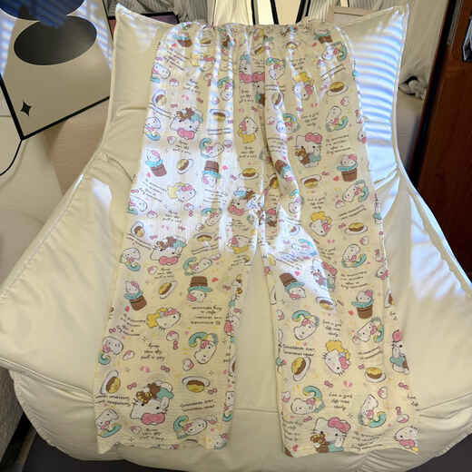 Zhidou Dou Dou Carted Version of Cat Cartoon Cartoon Pajama для женщин с тонкими ходячими штанами свободно свободно и можно носить на внешних брюках Butterfly 9905# один размер один размер [брюки длины 97 см]]