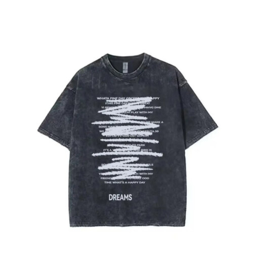 Opeodly American High Street Trendy Brand T-shirt à manches courtes pour garçons Retro Retro Trendy Casual Washing