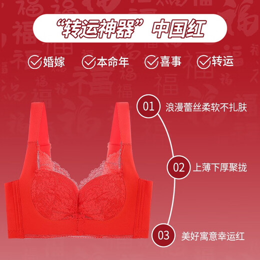 姿茹婷红色内衣套装女士本命年2025蛇年新款小胸聚拢上托无钢圈文胸内裤 s691 单件 75A 75a