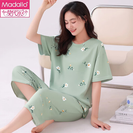 
Modal pajamas for women in summer 2025 new short-sleeved cropped pants suit summer middle-aged mother women casual home clothes short-sleeved cropped pants-679 M Recommended 80-100Jin [Jin equals 0.5 kg]