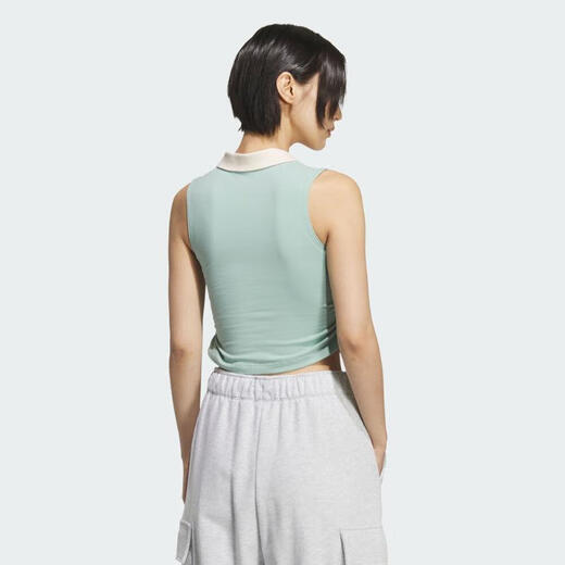 阿迪达斯 （adidas）Originals三叶草2025年女子POLO PAD TANK短款运动紧身翻领背心 KE3894 M