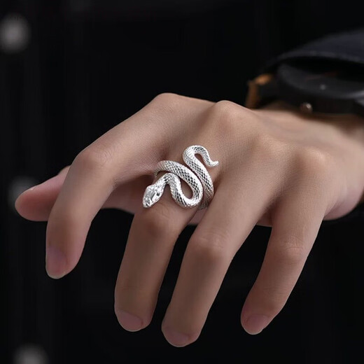 Tongrubi 999 sterling silver pure silver snake-shaped ring men and women niche snake snake birth year ring pure silver snake code