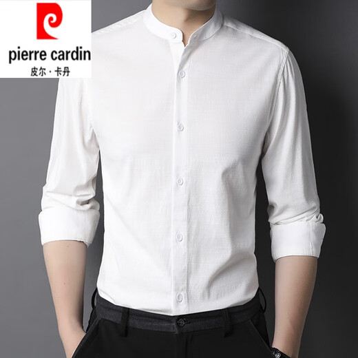 Pierre Cardin Small Stand-Up Collar Coton Coton Spring Men's Spring and Automne Shirt à manches longues Collit Chine