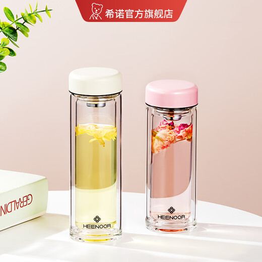 Sino Glass Cup Damen-Doppelschicht Thermalisolierung Büro Wasser Tasse kleine Kapazität Einfacher Hochwertigkeitsblumen-Tee Tasse mit Filtergitter E-6630-Black-180ml-Gift-Boxverpackung