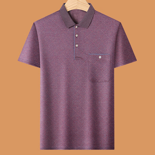 Liyun House 966 Menschen lobten Papa Summer Anzug Sommereis Ice Seiden mittleren Alters Dad Lapel Casual Kurzärmer T-Shirt Vater mittleren Alters mit zwei Tops M 17080-110jin [Jin ist 0,5 kg]