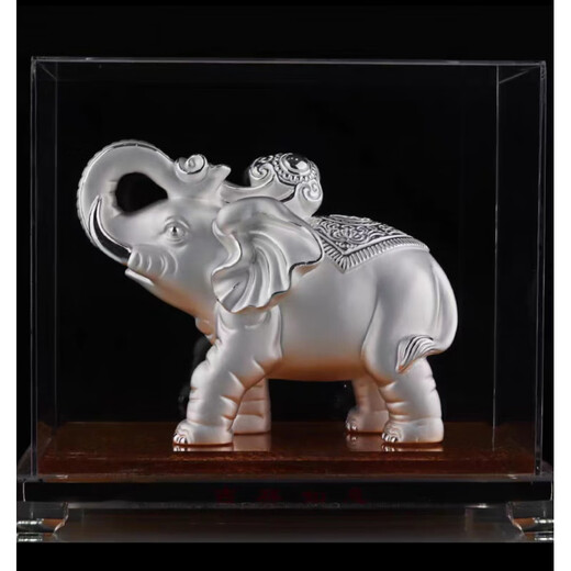 Meifuren sterling silver auspicious elephant ornaments pure silver home office crafts housewarming and opening gifts business gifts pure silver male elephant ornaments 175g 3g