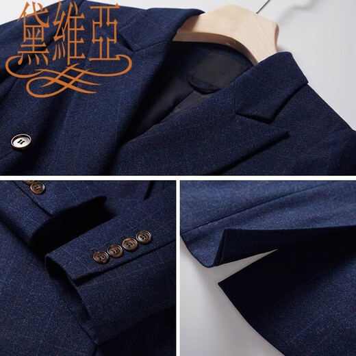 Davia high-end suit suit women's professional wear formal autumn and winter new fashion temperament goddess style work clothes navy blue suit + wide leg pants XL recommended 115-125 Jin Jin equals 0.5 kg