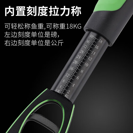 自上铝合金控鱼器带秤夹鱼器抓鱼路亚加长海钓钳子渔具钓鲢鳙锁鱼称鱼 级版绿色