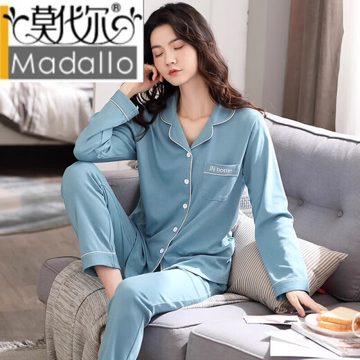 Modal Cotton Pyjamas für Frauen langärmelige Frühlings- und Herbst-Strickjacke koreanische Version Einfacher Farbdünnstil für Outdoor-Kleidung für Heimkleidung für Home Cloding Anzug WD9905 XL [Empfohlen 120-140jin [Jin gleich 0,5 kg]]