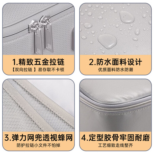 Denbigh Fireproof Document Storage Bag Home Passport Certificate Multi-layer Organizing Box Large Capacity Locked Contract Document Storage Box