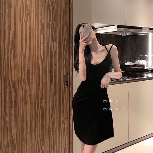 Sexy women's pajamas in summer new style with chest pad suspender nightgown for ladies pure slim and solid color student home clothes 686 gray suspender skirt [with chest pad] M [Suggested 95 Jin [Jin equals 0.5 kg]]