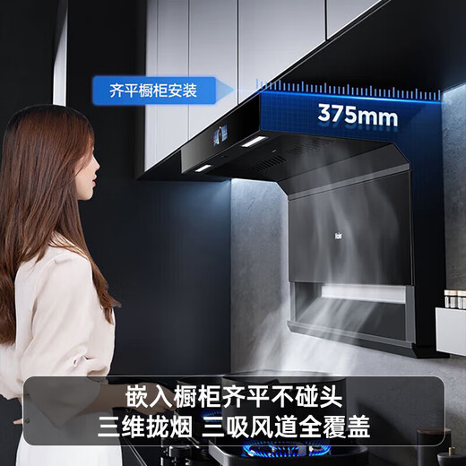 海尔（Haier）变频抽油烟机31立方燃气灶具套装大吸力风压家用顶侧双三吸厨房二件套吸排烟机静音热熔自清洁759 【国补2】【25年顶配单烟机】31立方变频 热熔洗