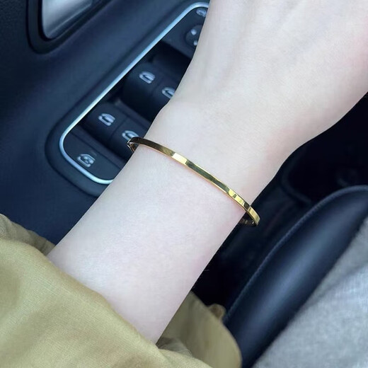 18K gold bracelet K color gold plain ring AU750 rose gold gold super shiny surface bracelet simple small bracelet (recommended 70-100Jin Jin equals 0.5 kg)