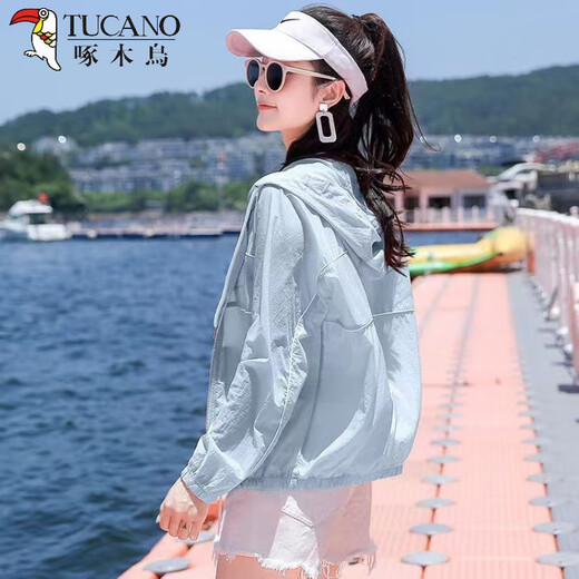 
Woodpecker light sunscreen clothes for women Korean style loose white simple fashionable sunscreen jacket 2025 summer new style white thin thin M 100Jin [Jin equals 0.5 kg]