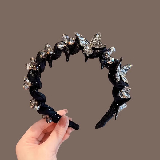 Idel 2025 new Paris Princess Butterfly Hair Hoop for women, high-end, fashionable hairpin for face wash, super nice headband F3427 double rhinestone butterfly headband