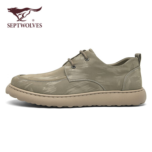 Sieben Wölfe Herrenschuhe Sommer 2025 Neue Ice Silk Canvas-Schuhe Herren atmungsaktueller dünner ultraleuchter weicher Sohle lässig Schuhe bequeme Pendelschuhe Khaki 39