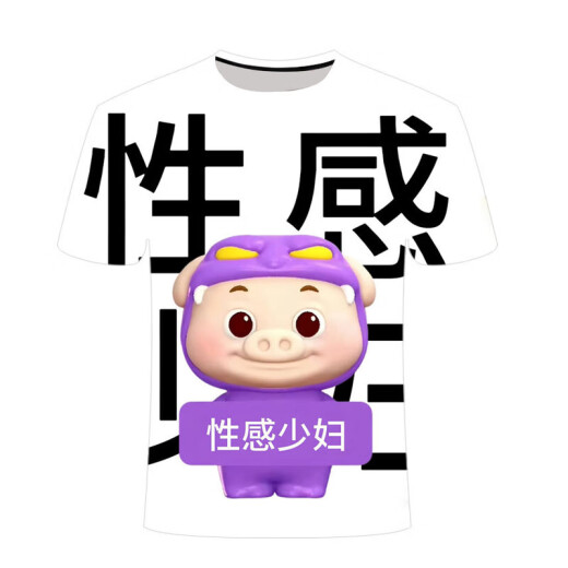 山头林村猪猪侠t恤外卖2025夏季个性系列3D印花小众潮流男女短袖上衣 TTA1049 XS  70-80斤