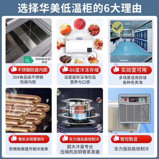 Congelador de temperatura ultra baja Bingxiong Minus 40 grados/65 grados/86 grados Refrigerador mariscos de mariscos