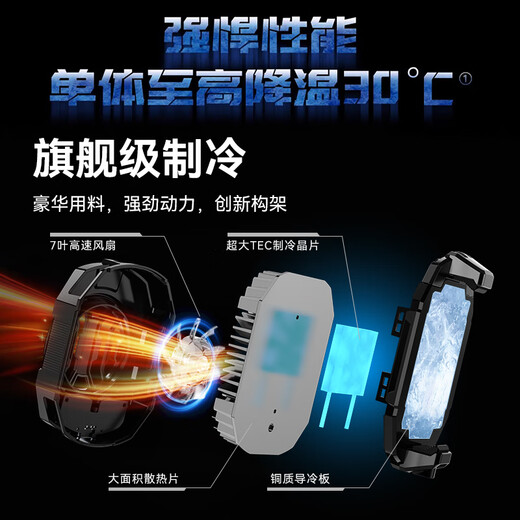 VEZO【真结冰】手机散热器半导体制冷直播降温吃鸡神器王者荣耀适用苹果小米华为黑鲨红魔冰封背夹 【电竞数显款】手机通用｜25℃真结冰丨赠游戏指套