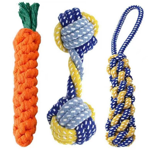 Erzhi Changxian dog toys dog chewing rope set molar rope knot toy ball golden retriever Teddy Pomeranian puppies large and small dogs rope ball