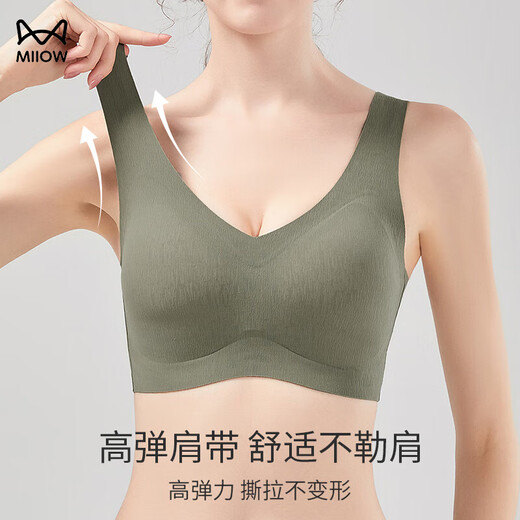 猫人（MiiOW）内衣女夏天薄款中老年人大码胸罩防下垂聚拢背心式妈妈专用文胸罩 香槟 M 34/75BCD【100斤以下】