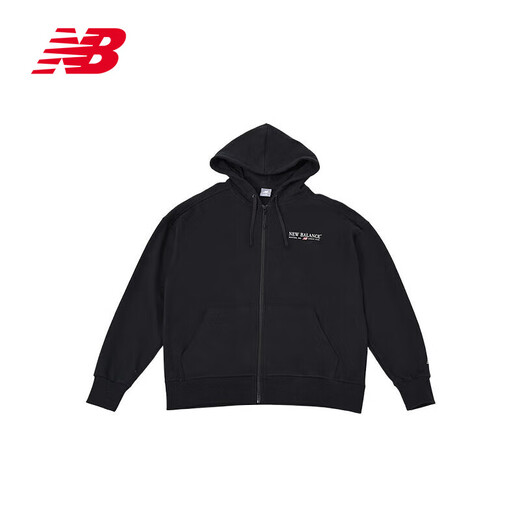 NEW BALANCE NB男子运动休闲拉链外套舒适开衫连帽卫衣 AMJ51372 AMJ51372-BK L