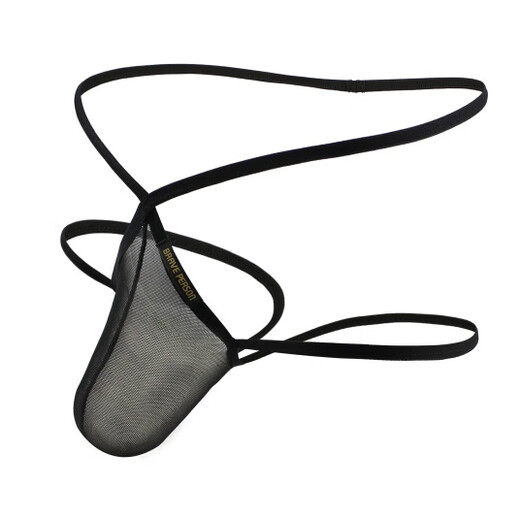 
2 packs of men's underwear high-square sexy mesh solid color cool breathable U-convex large bag hollow thong black 1 S