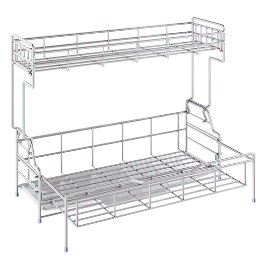 Jijian Space Kitchen Bowl Rack Drain Rack Countertop Multi-function Pool Place chopsticks Water Cup Storage Rack Tableware Bowl Dish Storage Rack M688 Small Single Layer Silver Gray 47CM No Pendant