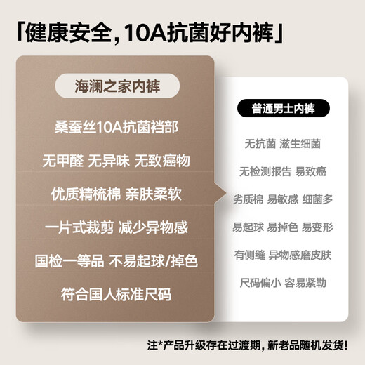 Hailan Home Men's Pure Cotton Underwear Men's Antibacterial Mulberry Silk Large Size Boys Flat Corners Shorts Pants 3 Gifts for Chinese Valentine's Day