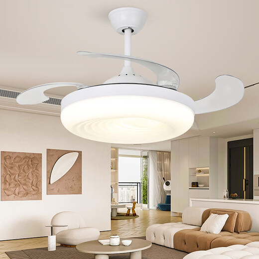 Leichte luxuriöse Kristallventilator leichte Schlafzimmer Esszimmer Unsichtbarer Decke Variable Frequenz Deckenleuchte Wohnzimmer Großer Windkraft Stille elektrische Lüfter 9274 Modell [Drei-Farben-Licht unterstützt Tmall Elf] 42 Zoll