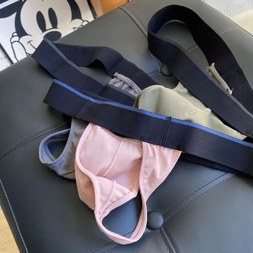 
2 packs of hot sexy hollow sports thongs for men's low waist personality T-trousers bags for youth underwear trendy 2 packs of independent notes color M