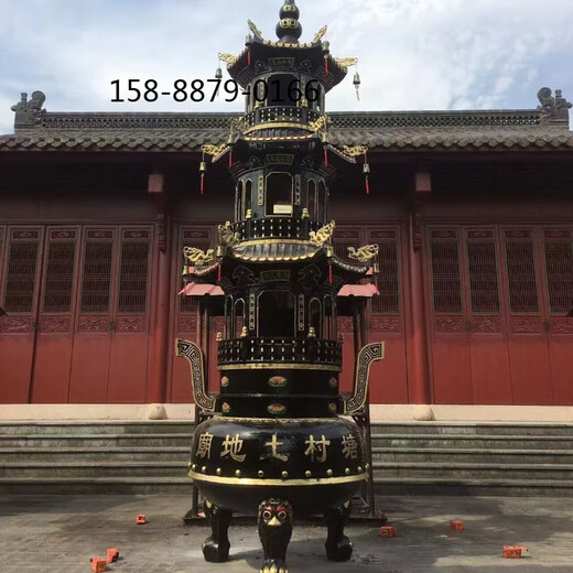 Temple cast iron incense burner 3 floors 5 floors outdoor circular Buddhist hall ancestral hall large tripod outdoor burning sutra temple temple treasure furnace Sutra 0.8 meters high 2.2 meters one layer drawing deposit