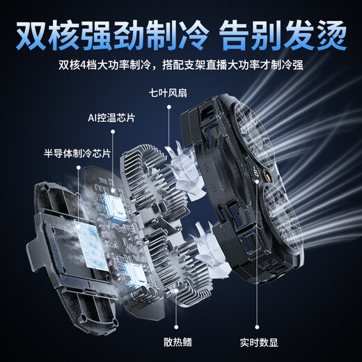 Shuotu mobile phone radiator live broadcast special semiconductor dual-core refrigeration cooling artifact silent fan frozen back clip e-sports king chicken eating artifact special for playing games Apple