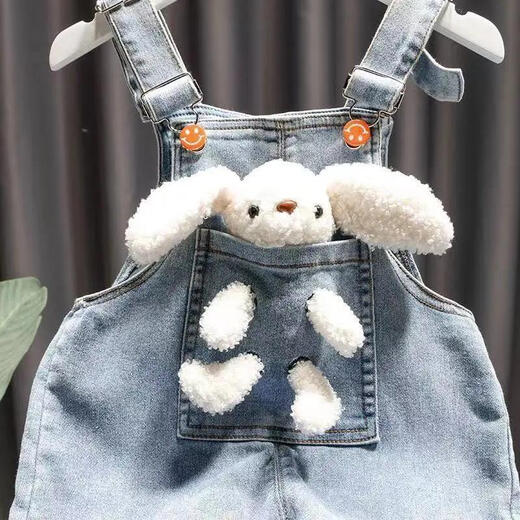 Disney baby girls overalls suit spring and autumn children 2025 new pants autumn children's fashionable trousers baby jeans suit (blue) overalls + shirt 80 recommended 75-85cm 9-12 months