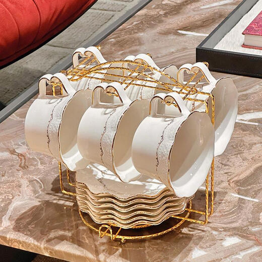 Sanqihu Light Luxury Cup Set Home Living Room Питьевая вода чайник Перемещение нового дома набор для чая Свадебная кукла Light Luxury 1 Tea Cup 1 Disc 1 Spoon Обычная упаковка 1049