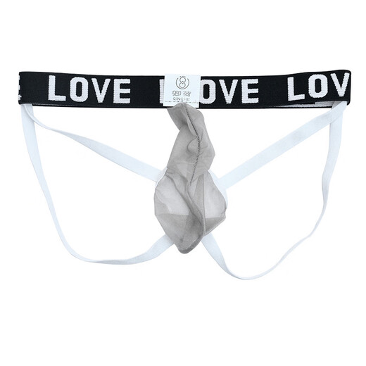 Double thong men's stockings jj set summer ultra-thin sexy hollow upward upright auxiliary men's physiological underwear black core-spun silk material double butt upward vertical bag egg XL90-140Jin Jin is equal to 0.5 kg