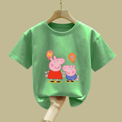 
Remtin Girls Short Sleeve 2025 New Summer T-shirt Clothes Children's Summer Children's Clothes Fashionable Half Sleeve Pig White-JY695 Balloon Pig 100