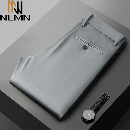 NLMN High-End Business Casual Hosen mit Mulberry-Seide, Herrenmode Gentleman's Hosen 2025 Dünn bequem und atmungsaktive geradlinige Hose Marine Blau [5012b-g] Dünn 30 [Taillenumfang 2 Fuß 3]