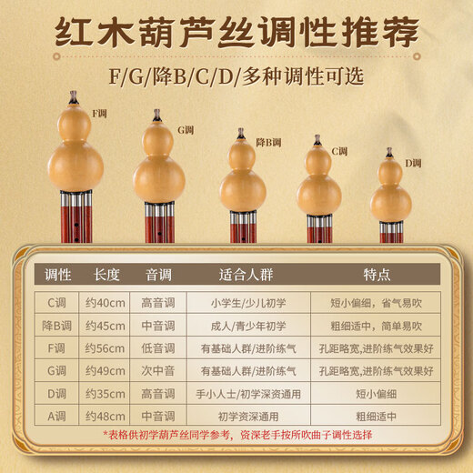 金孔雀红木葫芦丝c调小学生专用降bfg调专业演奏级成年人品牌旗舰店乐器 【光面葫芦红木音管】降b调+赠品