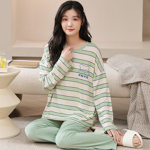 Fangpin Ice Silk Pyjamas für Frauen mit langen Ärmeln und langen Hosen Pullover Jin [Jin ist gleich 0,5 kg] Modal Long Home Freizeitanzug 3882 XXL-Code (140-160 Jin [Jin gleich 0,5 kg]) All Code