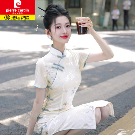 Pierre Cardin Cheongsam 2025 Nouvelle robe de printemps et d'été modifiée