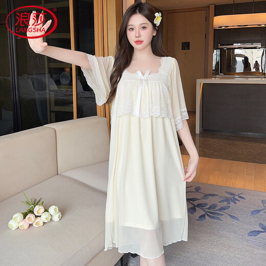 Langsha (Langsha) High-End-Prinzessin-Stil-Nachthemd für Frauen mit dünnem Eis Seidenkühlung Mesh modal locker zu Hause Kleidung