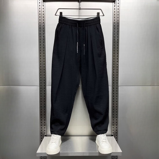 Que Sheng Summer New Cotton und Leinen extrem dünn atmungsaktive, hängende Casualhosen für die trendy losen, geradlinigen Haruna-Karottenhose Khaki + Green [zweiteiler] XL [Empfohlen 115-130jin [Jin gleich 0,5 kg]]