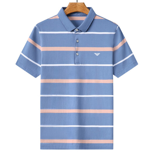 Chiarmania Armani Mascero de algodón de algodón de manga corta Mulberry Silk Summer Fin Fin Polo Camiseta 826 Azul S 165/80a recomendado 120Jin [Jin iguala 0.5 kg] o menos