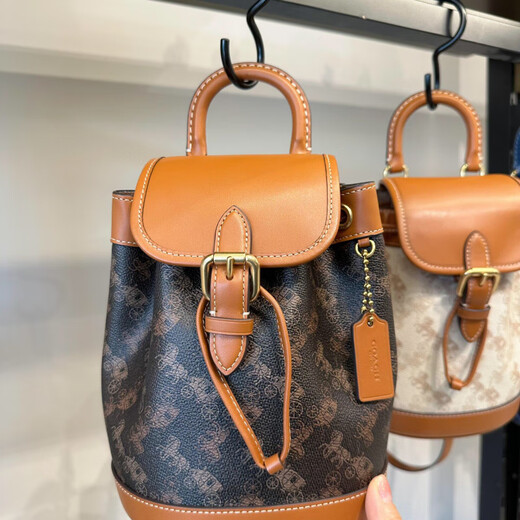 Coach (Coach) American Coach Women's Bag Harper18 Rucksack 25 Kutschen Druck Frauen Draw String Backpack Computerbag Xiang Bule