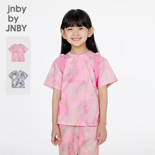 jnby by JNBY新款江南布衣童装H型圆领宽松套头短袖T恤25春男女童1P3111620 691/杂灰粉 140 cm